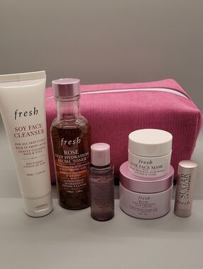 Fresh Rose 7 Piece Set --- Cleanser, Toner, Serum, Cream, Mask, Lip Treatment